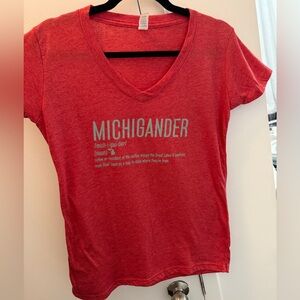 Michigan V-Neck T Shirt. Size M